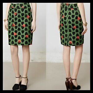Anthropologie Maeve Heartstamp Pencil Skirt (size 2)
